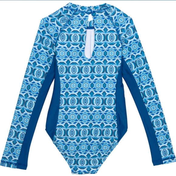 Cabana Life Little Girls Geo Uni Suit - UPF 50+, Long Sleeve [4] - Picture 2 of 2